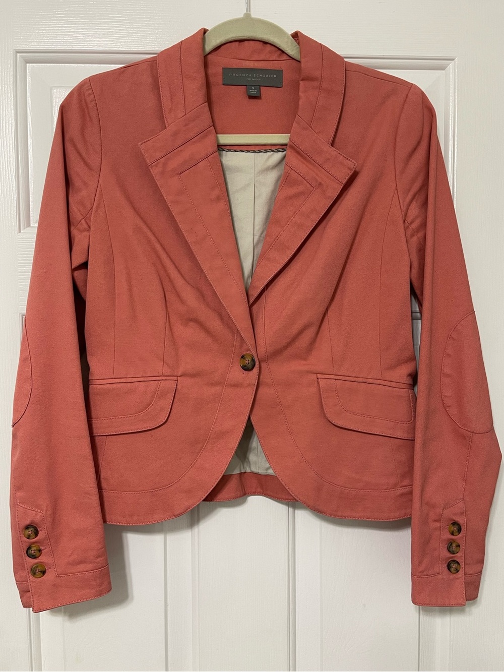 PROENTE SCHOULER 100% cotton Coral Brick Single Button Blazer Jacket size S